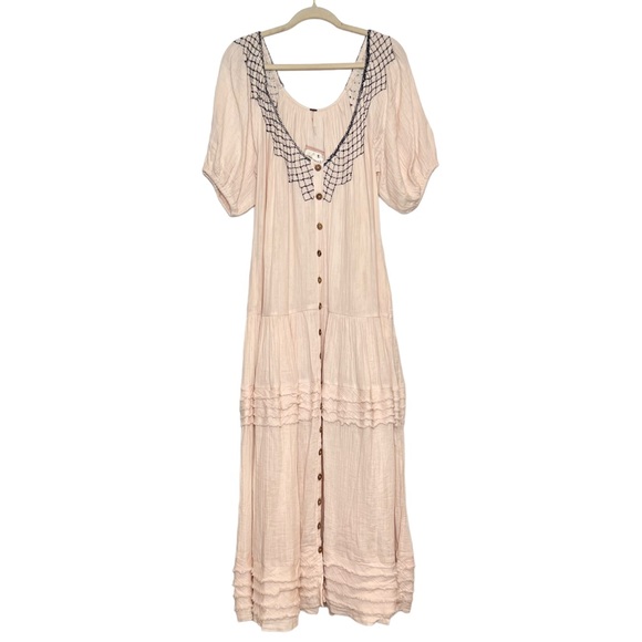 FREE PEOPLE Sunday Stroll Maxi Dress in Ivory Combo. Size Medium - Picture 5 of 16